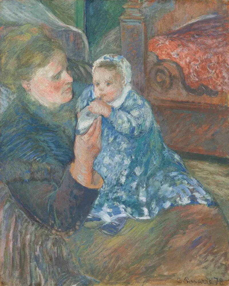 Mãe e filho (Julie Pissarro e o filho Ludovic-Rodolphe chamado Rodo) - Camille Pissarro
