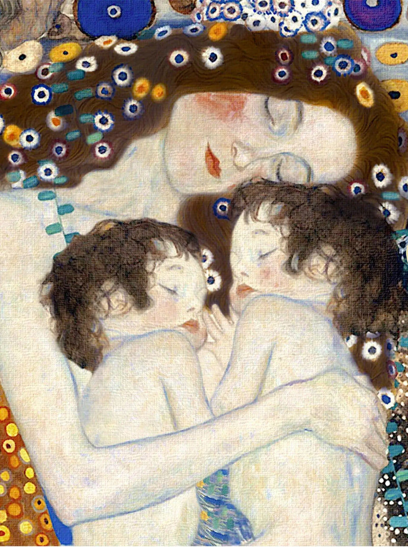 👩‍👧‍👦 Mãe e filhos – Versão Light (Detalhe II de As Três Idades da Mulher) – Gustav Klimt (1905)