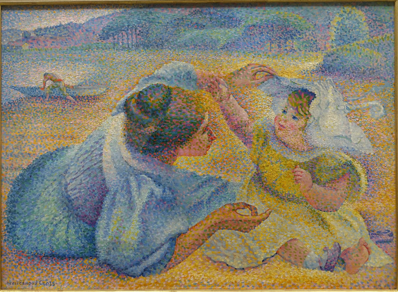 Mãe brincando com seu filho - Henri-Edmond Cross