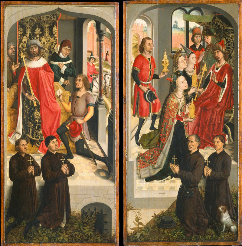 Le messager d'Abner devant David; La reine de Saba offrant des présents à Salomon; L'Annonciation - Master of the Saint Barbara Legend