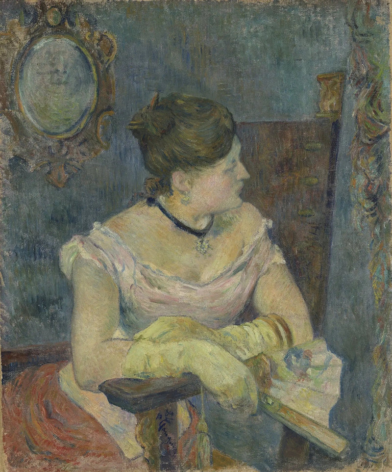 Mette Gauguin de vestido de noite - Paul Gauguin