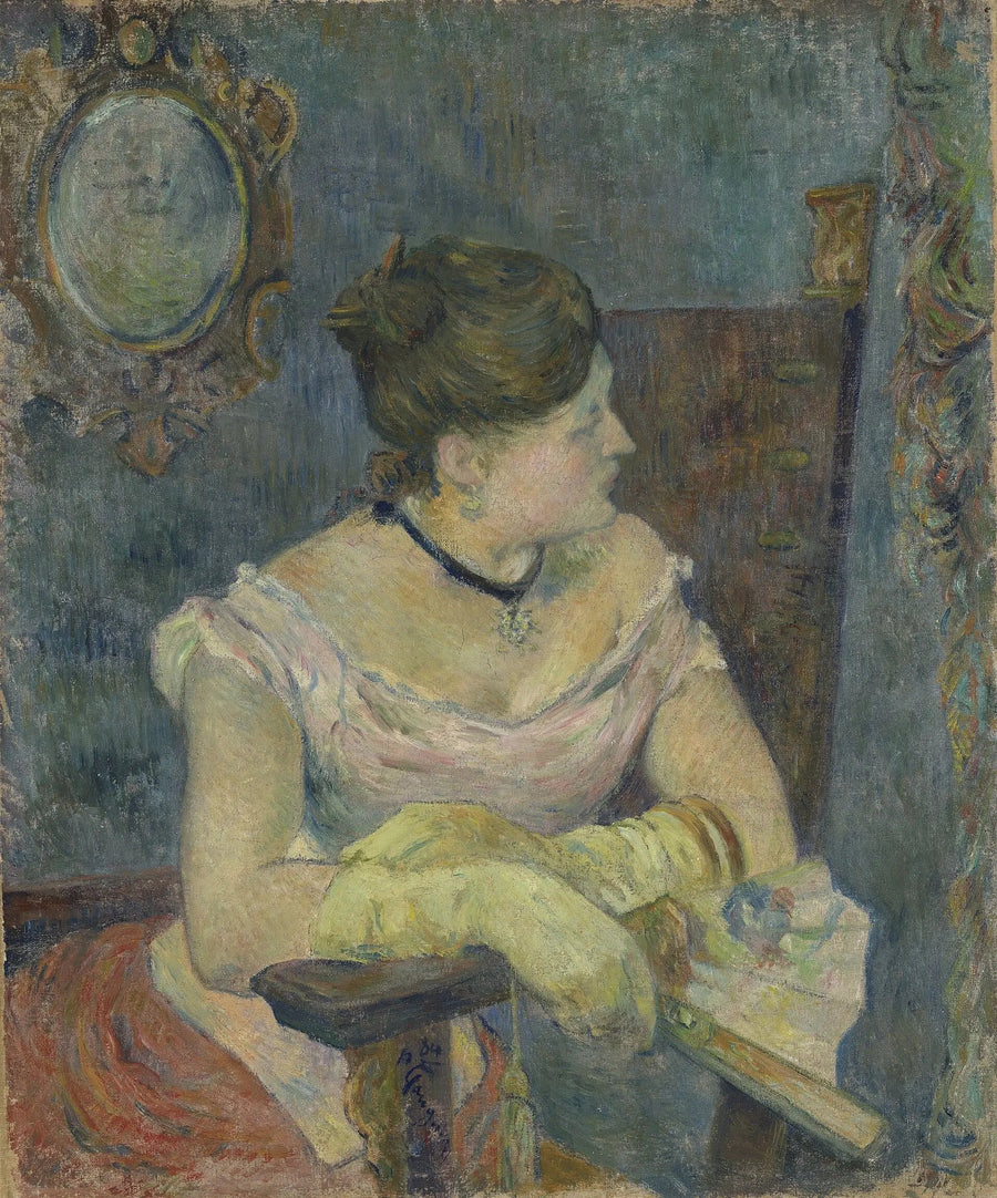 Mette Gauguin de vestido de noite - Paul Gauguin