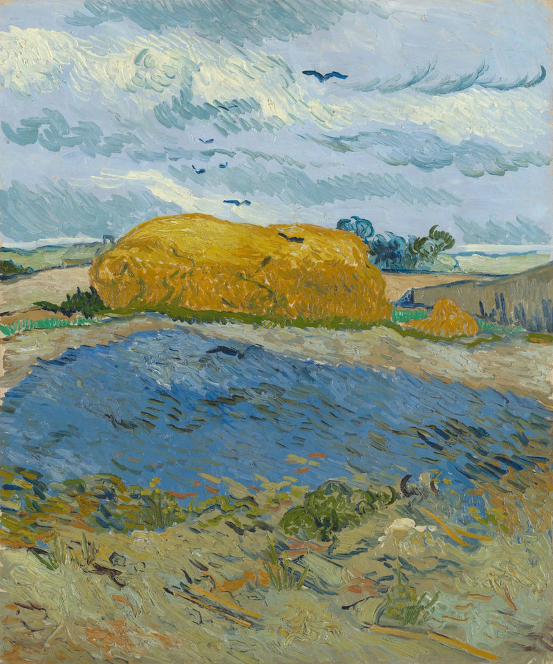Fardos de feno sob um céu chuvoso - Vincent van Gogh