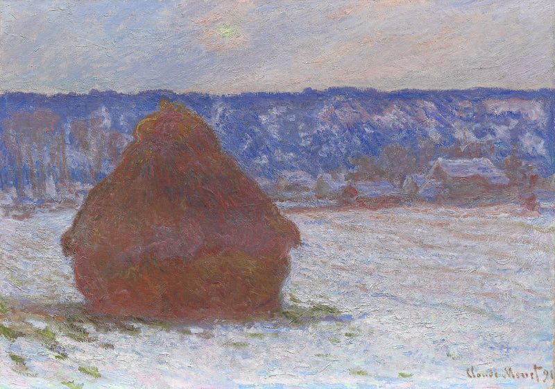Roda de moagem, efeito de neve, tempo nublado W1281 - Claude Monet