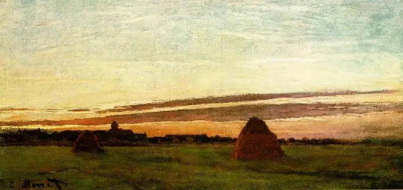 Rebolos perto de Chailly, sol nascente W55a - Claude Monet