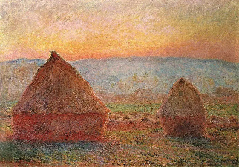 Les Meules em Giverny, poente sol W1213 - Claude Monet