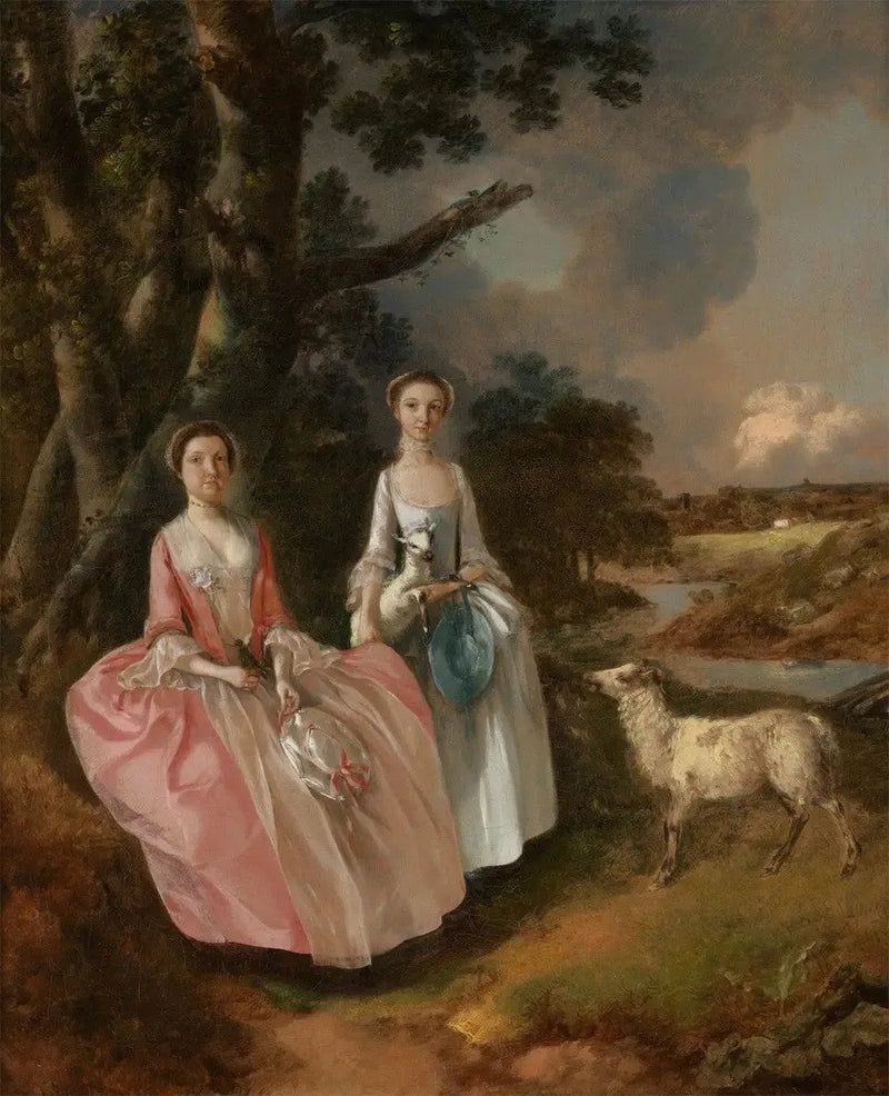 Senhora Mary Cobbold e Senhorita Cobbold, com um cordeiro e uma ovelha - Thomas Gainsborough