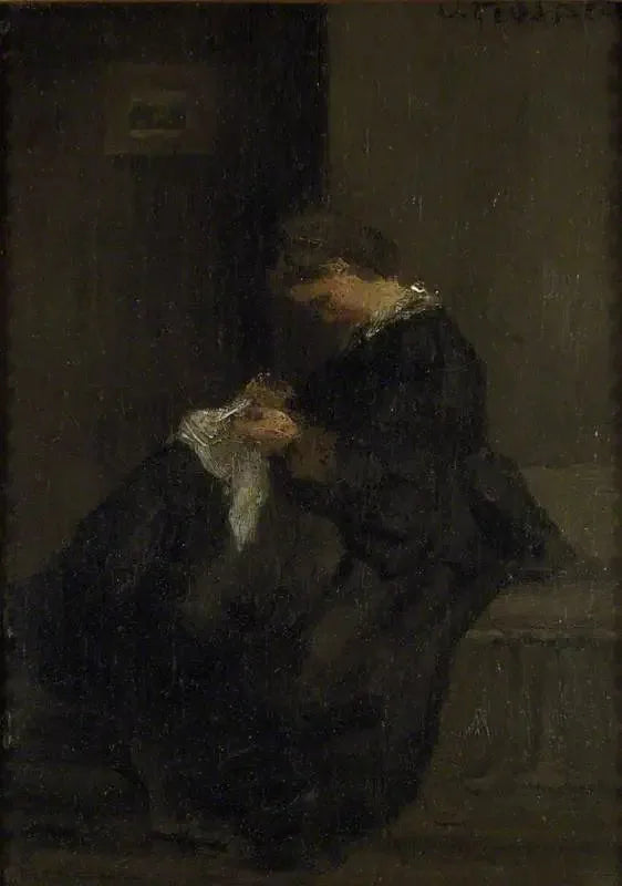 Sra. Pissarro costurando - Camille Pissarro