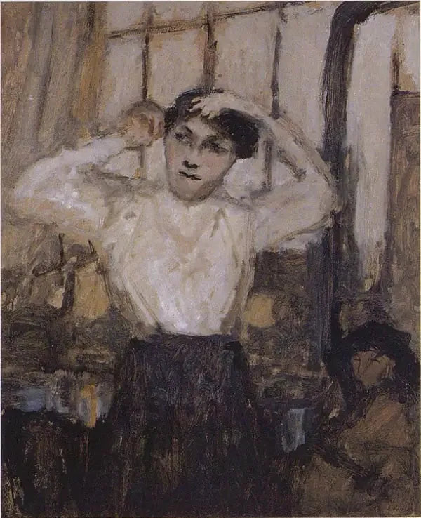 Modelo se arrumando no ateliê - Édouard Vuillard