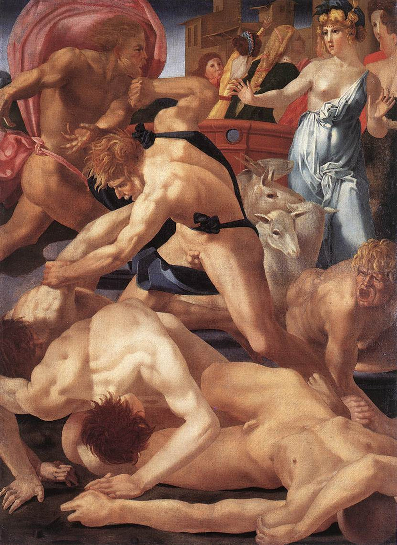 Moisés defende as filhas de Jetro - Rosso Fiorentino
