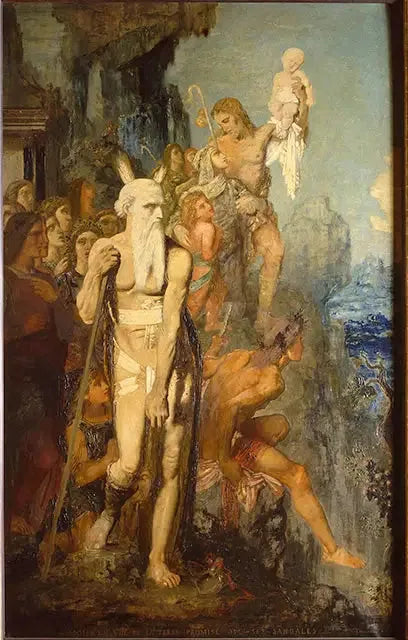 Moisés, em vista da Terra Prometida, retira suas sandálias - Gustave Moreau