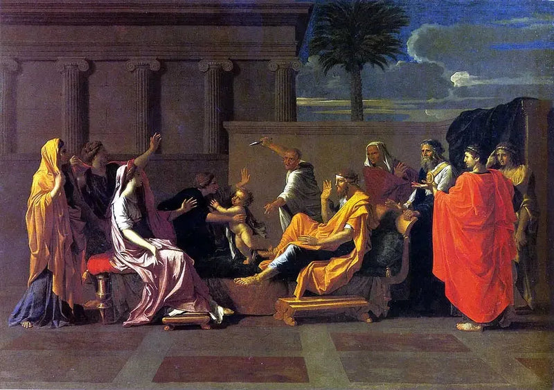 Moisés criança pisando na coroa do Faraó - Nicolas Poussin