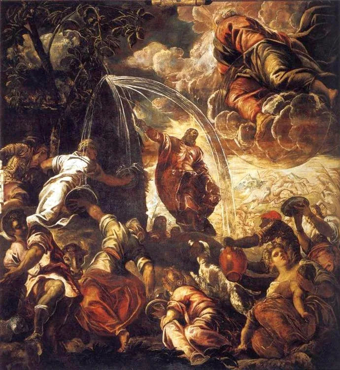 Moisés fazendo jorrar água da rocha - Jacopo Tintoretto