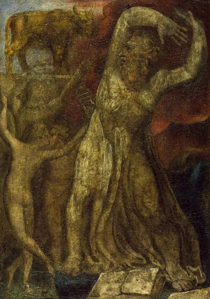 Moisés indignado diante do bezerro de ouro - William Blake