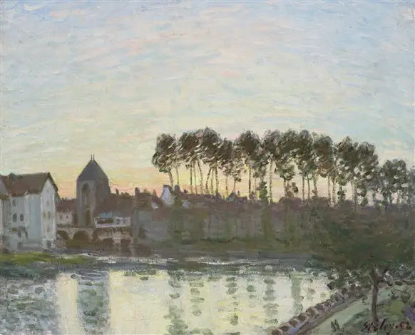 Moret-sur-Loing ao pôr do sol - Alfred Sisley