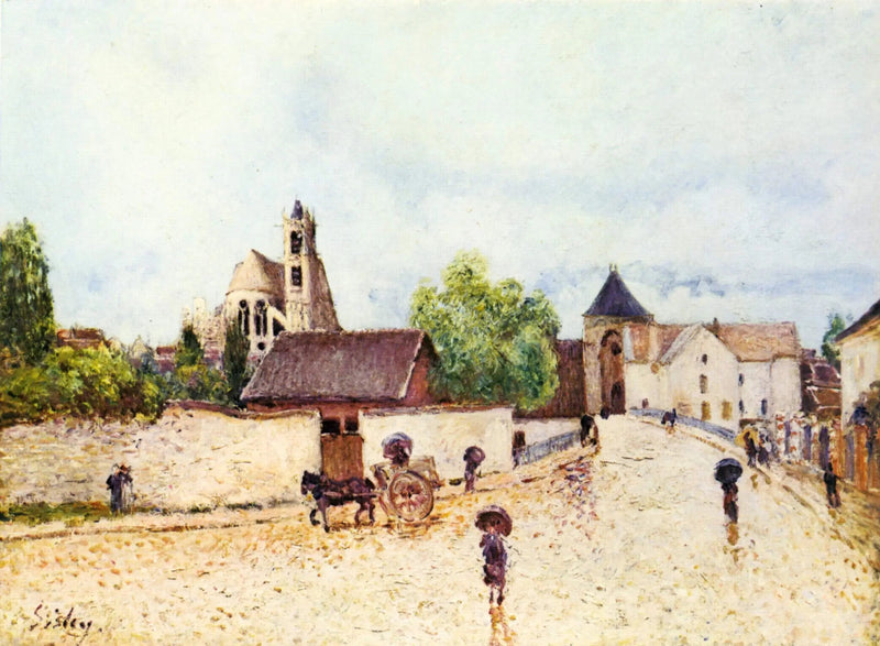 Moret-sur-Loing sob a chuva - Alfred Sisley