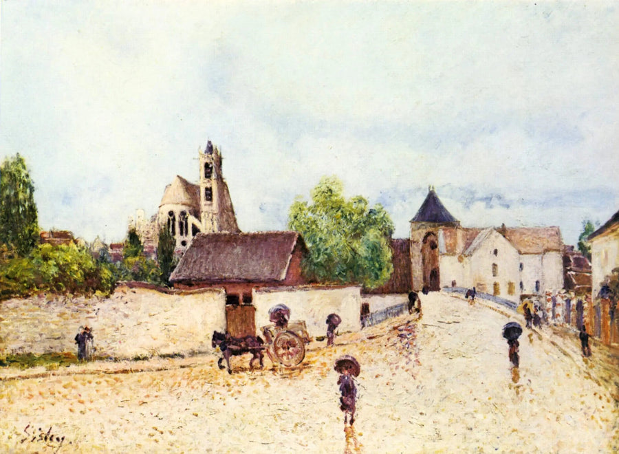 Moret-sur-Loing sob a chuva - Alfred Sisley