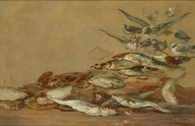 Gaivotas e peixes - Eugène Boudin