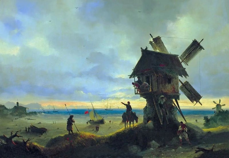 Moinho de vento à beira-mar - Ivan Aïvazovski