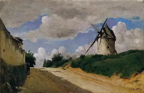 Moinho de vento na costa picarda - Jean-Baptiste Camille Corot