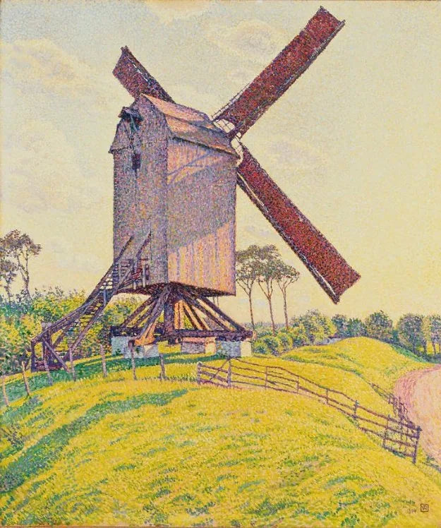 Moulin du Kalf à Knokke ou Moulin à vent en Flandre (Le Moulin du Kalf à Knokke ou Moulin en Flandre) - Théo van Rysselberghe image 1 tableau peint à l’huile sur toile