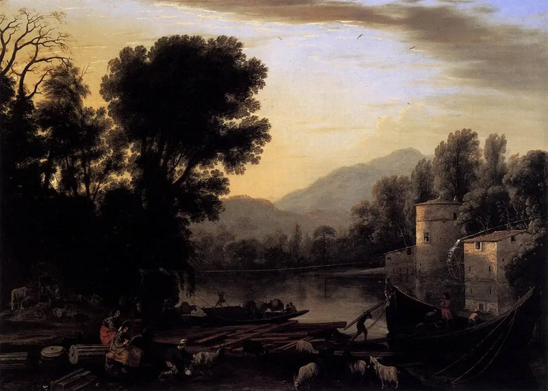 Moinho em um rio - Claude Lorrain