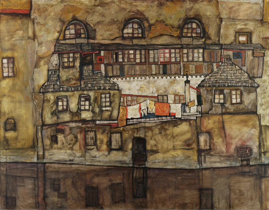 Muro da casa ao lado do rio - Egon Schiele