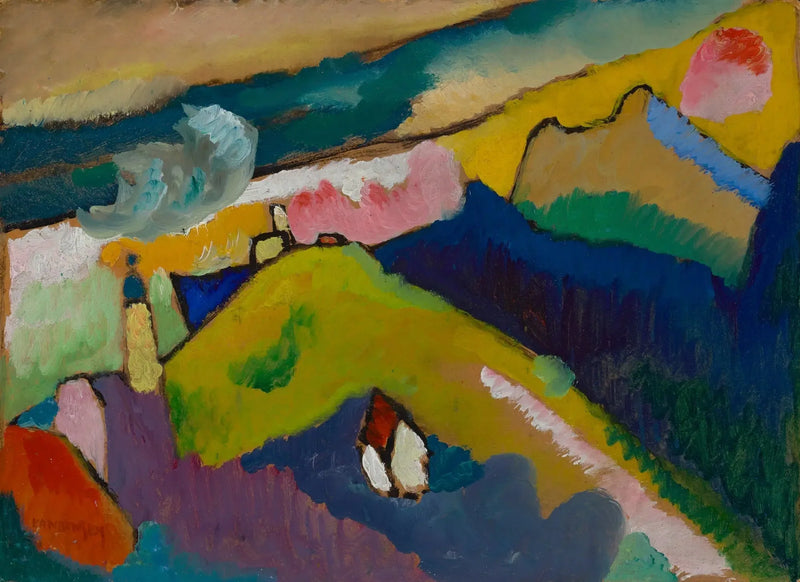 Murnau - Paisagem de montanha com igreja - Vassily Kandinsky