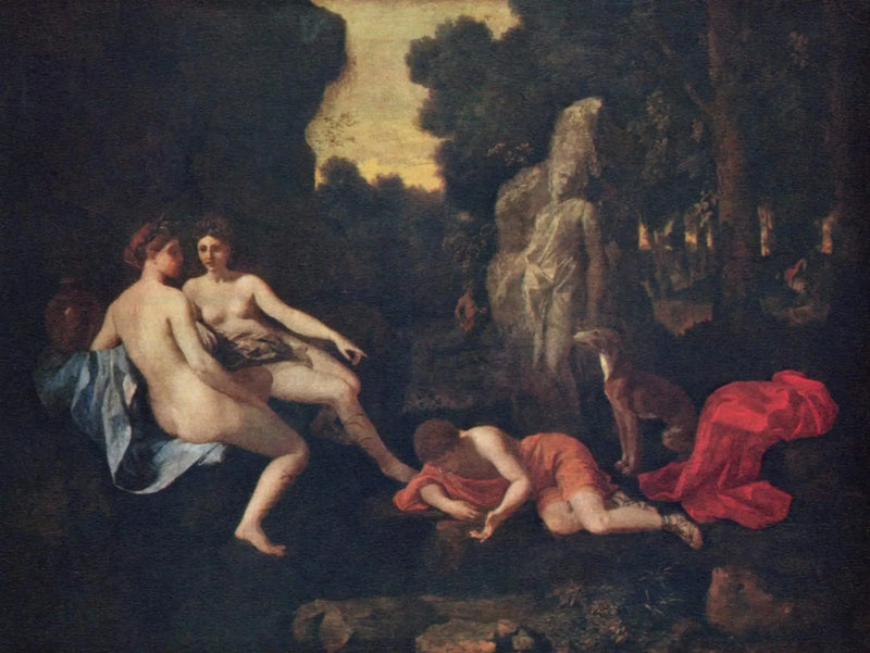 Narciso com duas ninfas e Eco - Nicolas Poussin