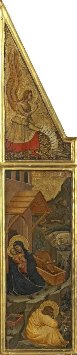 Natividade com o anjo da Anunciação (triptyque, painel esquerdo) - Nardo di Cione