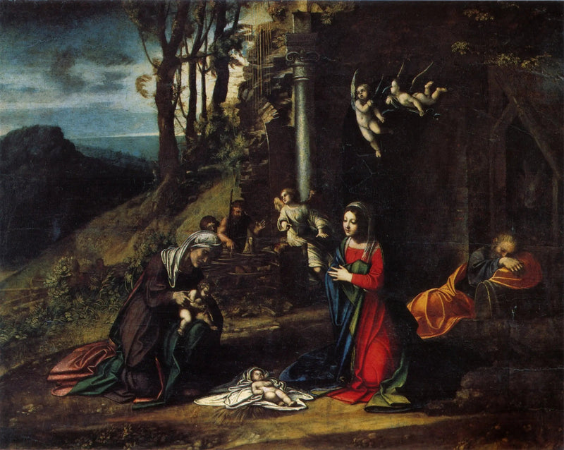 Natividade com Santa Isabel e São João - Antonio da Correggio