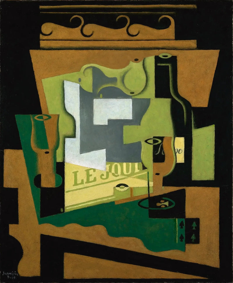 Natureza morta com garrafa de Bordeaux - Juan Gris