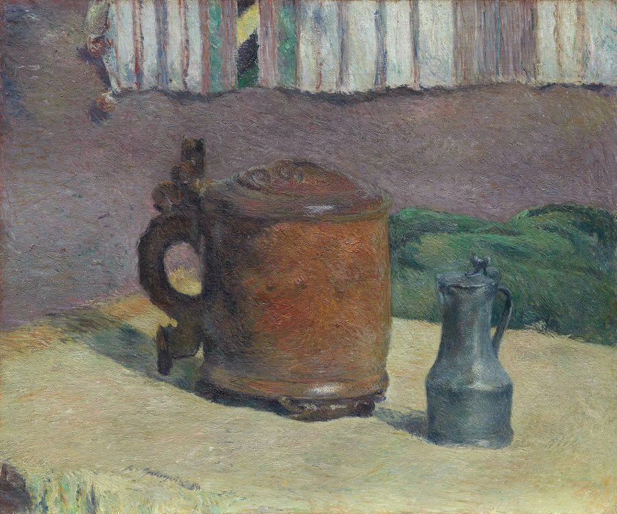 Natureza morta com jarro de barro e xícara de ferro - Paul Gauguin