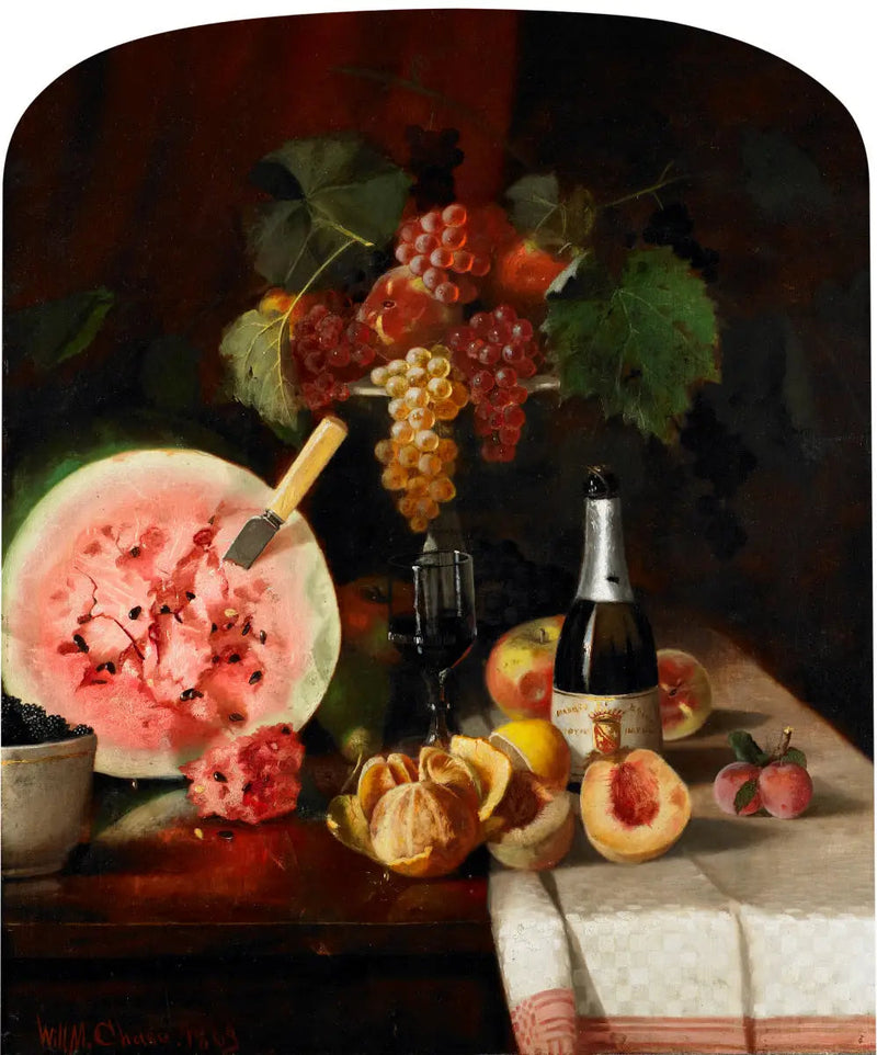 Natureza morta com melancia - William Merritt Chase