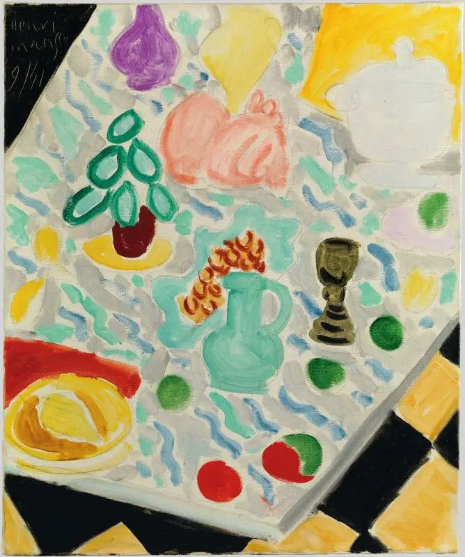 Natureza morta na mesa de mármore verde - Henri Matisse