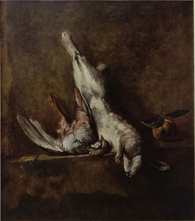 Natureza morta com coelho e perdiz - Jean Simeón Chardin