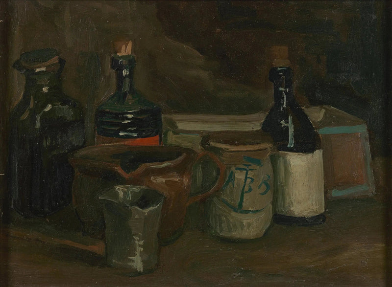 Natureza morta com garrafas e faiança - Vincent van Gogh