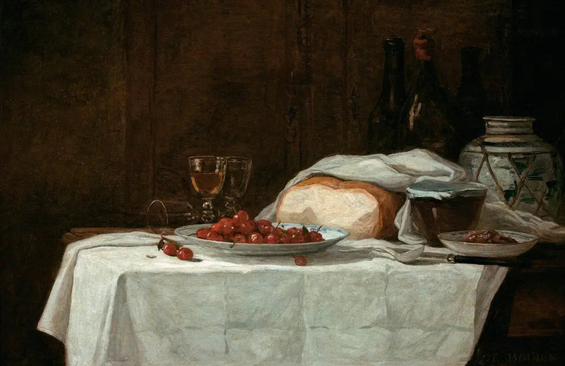 Natureza morta com cerejas - Eugène Boudin