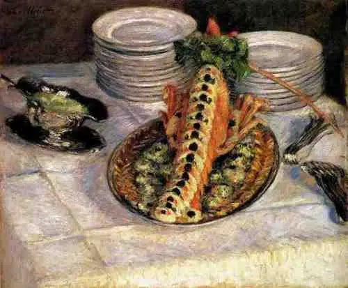 Natureza morta com lagostas - Gustave Caillebotte