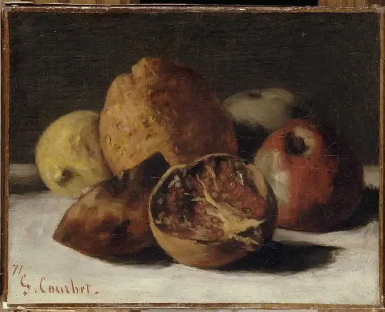 Natureza morta com frutas: maçãs e romãs - Gustave Courbet