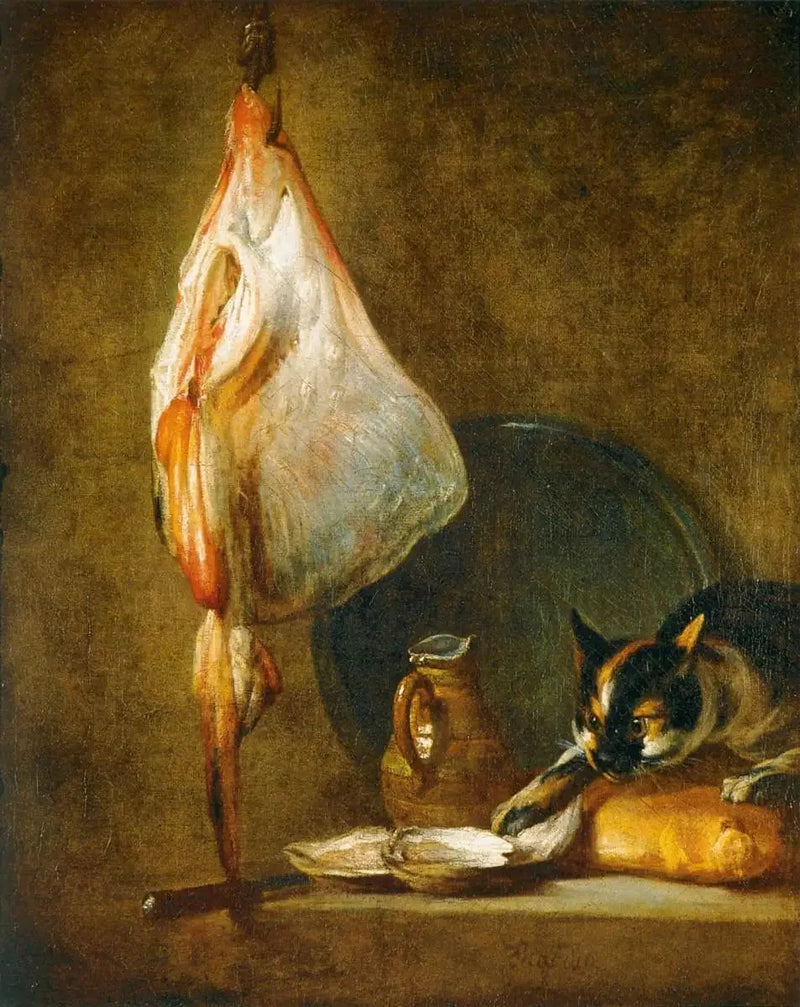 Natureza morta com gato e arraia - Jean Simeón Chardin
