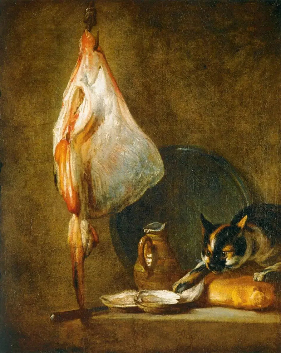 Natureza morta com gato e arraia - Jean Simeón Chardin