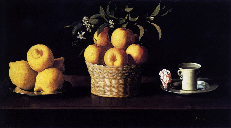 Natureza morta com limões, laranjas e rosas - Francisco de Zurbarán