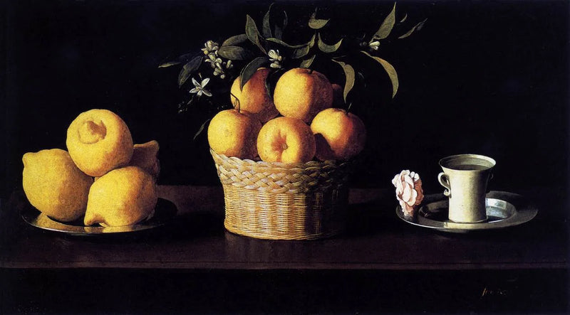 Natureza morta com limões, laranjas e rosas - Francisco de Zurbarán