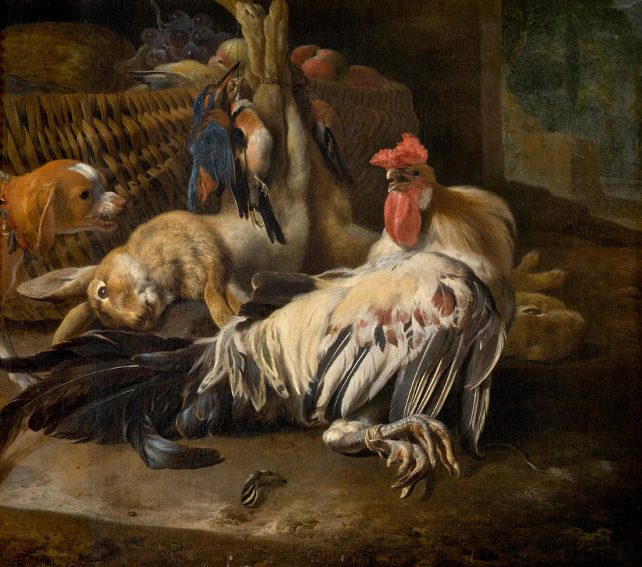 Natureza morta com galo - Melchior de Hondecoeter