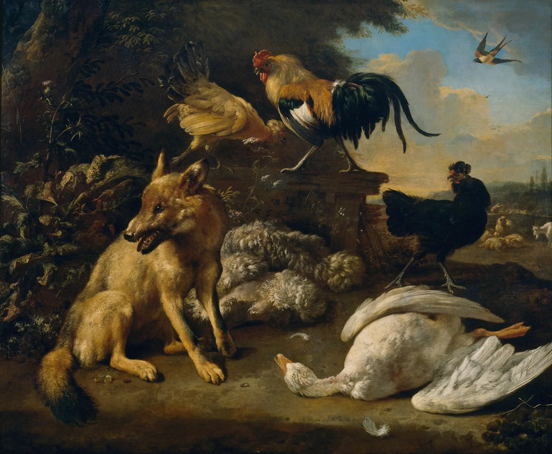 Natureza morta com animais - Melchior de Hondecoeter