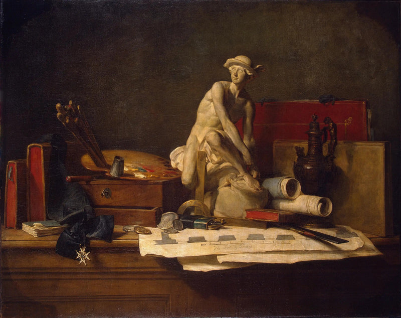 Natureza morta com atributos das artes - Jean Simeón Chardin