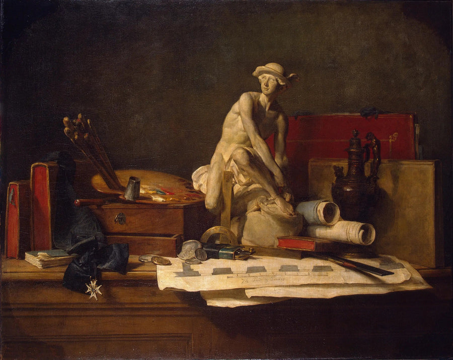 Natureza morta com atributos das artes - Jean Simeón Chardin