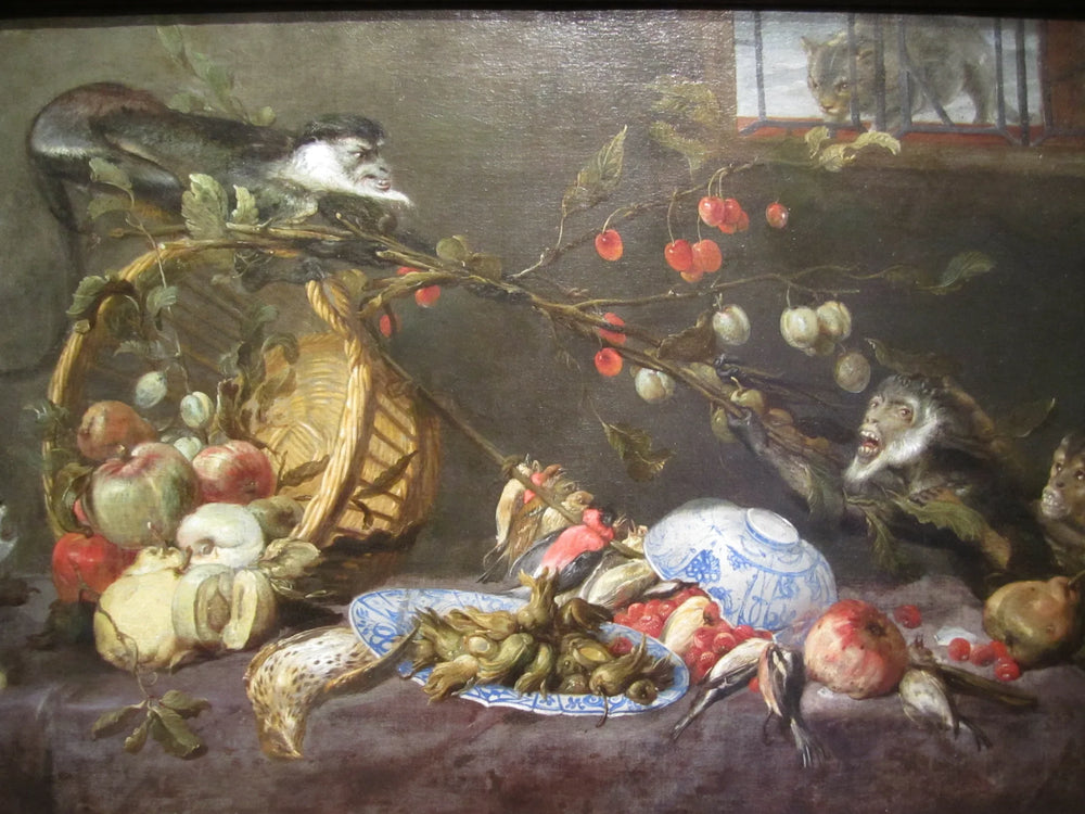 Nature morte avec des singes qui se battent - Frans Snyders image 1 reproduction de peinture à l’huile