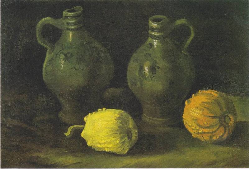 Natureza morta com dois potes e duas abóboras - Vincent van Gogh